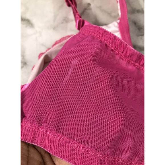 NWOT Cacique Unlined Bra Women's Size 42DD Hot PINK Lace Underwire Back Closure - Picture 8 of 11